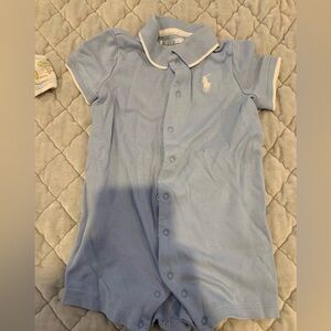 Ralph Lauren Light Blue Button Down Kids romper